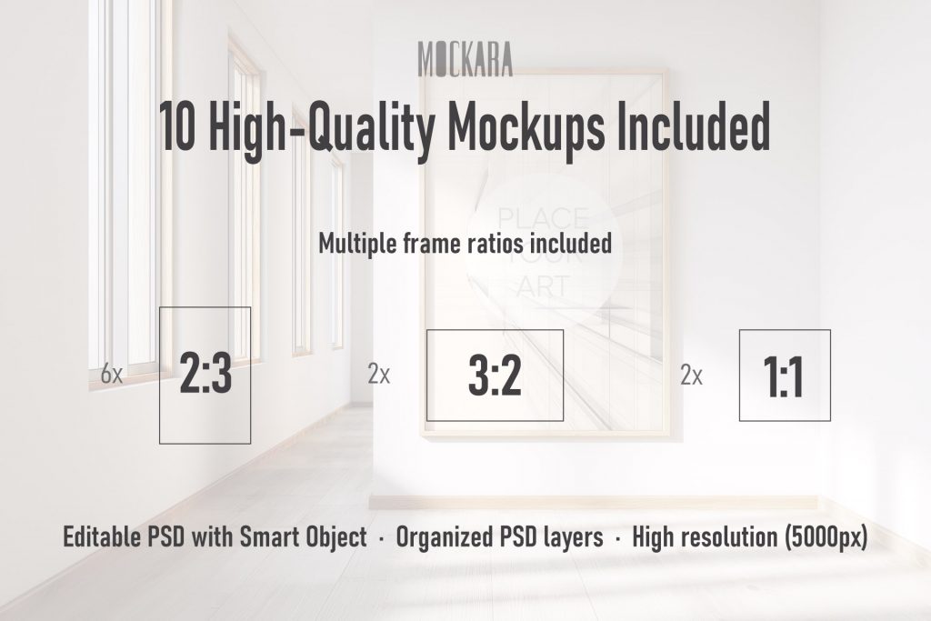 japandi-mockup-bundle-frame-ratios-technical-specifications.jpg Infographic showing 10 high-quality Japandi mockups with multiple frame ratios: 6x vertical 2:3, 2x horizontal 3:2, and 2x square 1:1, including PSD features.