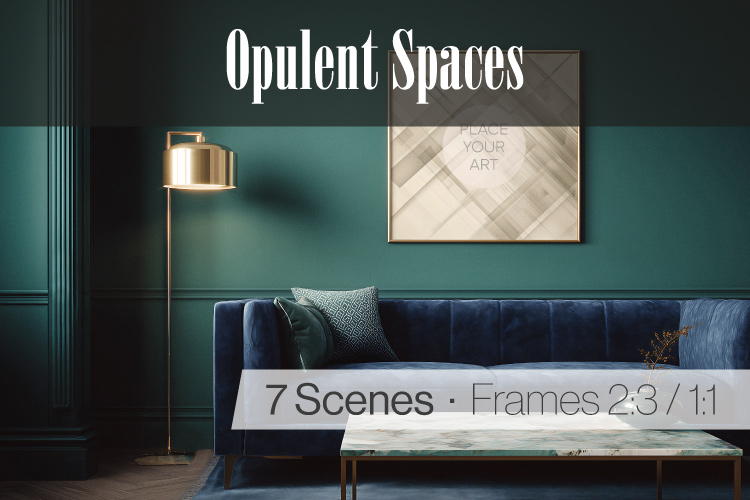 art deco wall art mockup in elegant interior with framed artwork displayed indoors