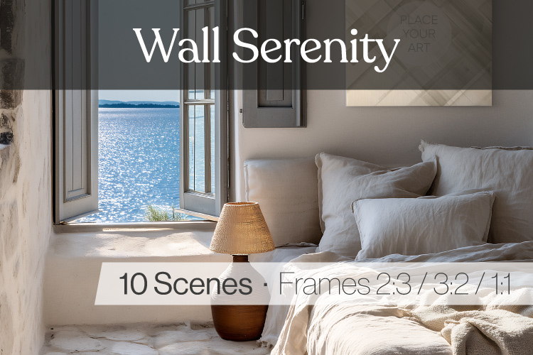 Mediterranean wall art mockup set in a calm interior with soft natural light