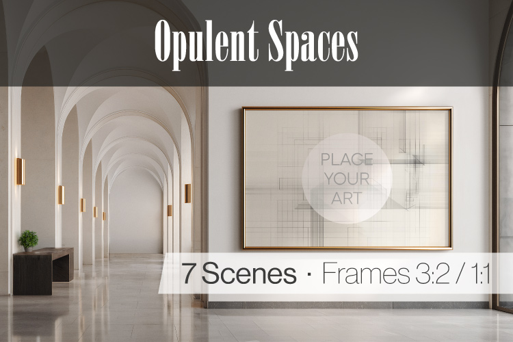 luxury art deco wall art mockup in spacious interior environment
